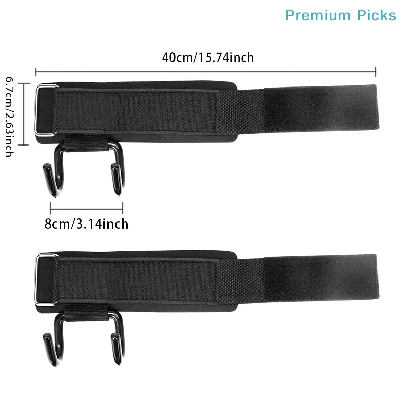 2PCS Weight Lifting Hook Grips With Wrist Wraps Hand-Bar Wrist Strap Gym Fitness Hook Weight Strap Pull-Ups Power Lifting Gloves