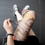 New Simulated Tattoo Single-leg Socks Perspective Mesh Printed Thigh Socks Sexy Personality Tattooed Stockings Unisex