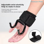 2PCS Weight Lifting Hook Grips With Wrist Wraps Hand-Bar Wrist Strap Gym Fitness Hook Weight Strap Pull-Ups Power Lifting Gloves
