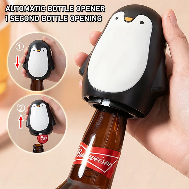 Penguin Automatic Magnetic Bottle Opener Beer Beverage Party Bar Press Type Bottle Opener Kitchen Tools Home Decoration Main image