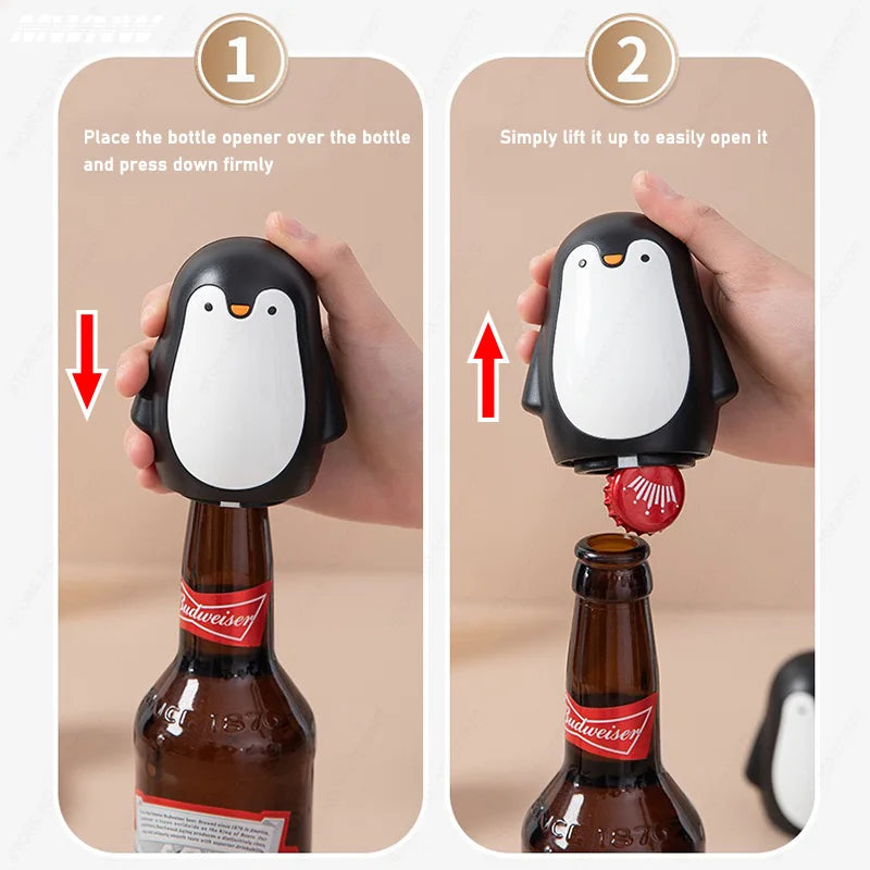 Penguin Automatic Magnetic Bottle Opener Beer Beverage Party Bar Press Type Bottle Opener Kitchen Tools Home Decoration Secondary image