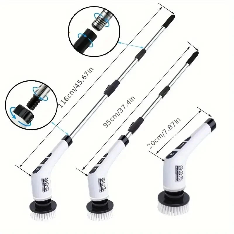 1 Set, Electric Cleaning Brush, Wireless Electric Rotating Scrubber, 7 Brush Heads and Adjustable Extension Handle, Bathroom Cleaning Brush, Household Cleaning Tools Secondary image