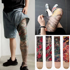 Fashion Simulated Tattoo Single-leg Socks Sexy Perspective Tattooed Stockings Mesh Personality Printed Thigh Socks Unisex