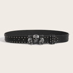 Women's Punk Skull Belt Harajuku Gothic Y2K Rivets Skeleton Hand Decoration Belt Men Girls Leather Belt Halloween Accessories