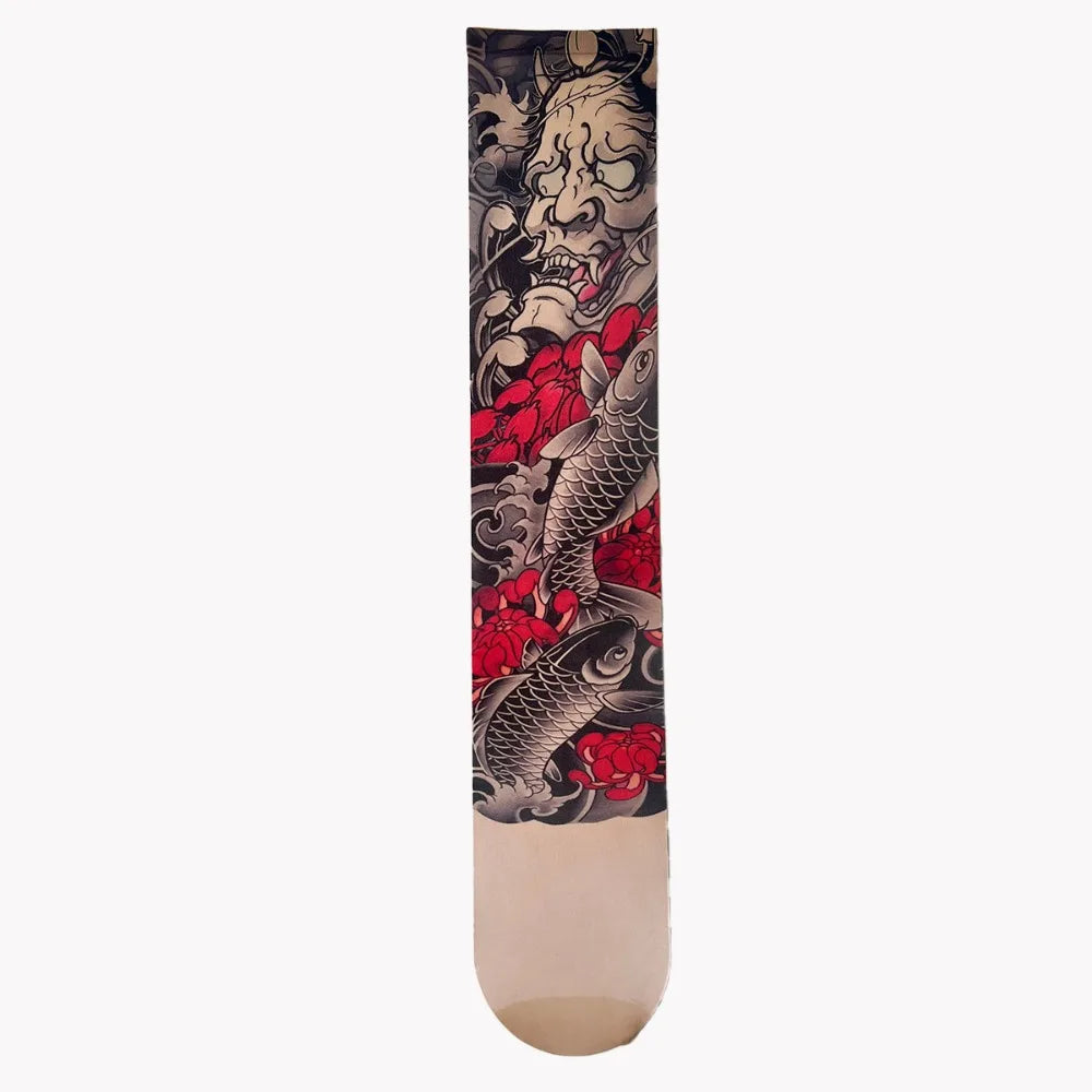 Fashion Simulated Tattoo Single-leg Socks Sexy Perspective Tattooed Stockings Mesh Personality Printed Thigh Socks Unisex